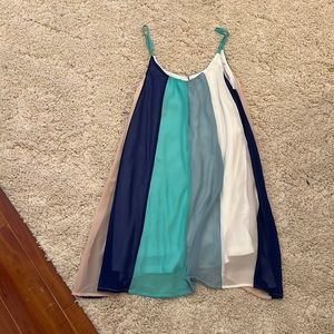 Blue stripe chiffon dress pink lily